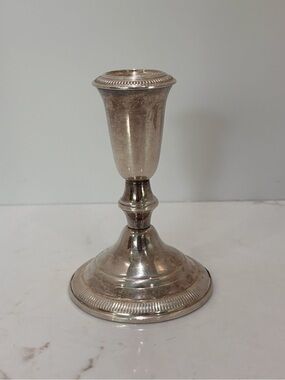 Vintage Empress Sterling Silver Weighted Candlestick 4.5” Fluted Rim